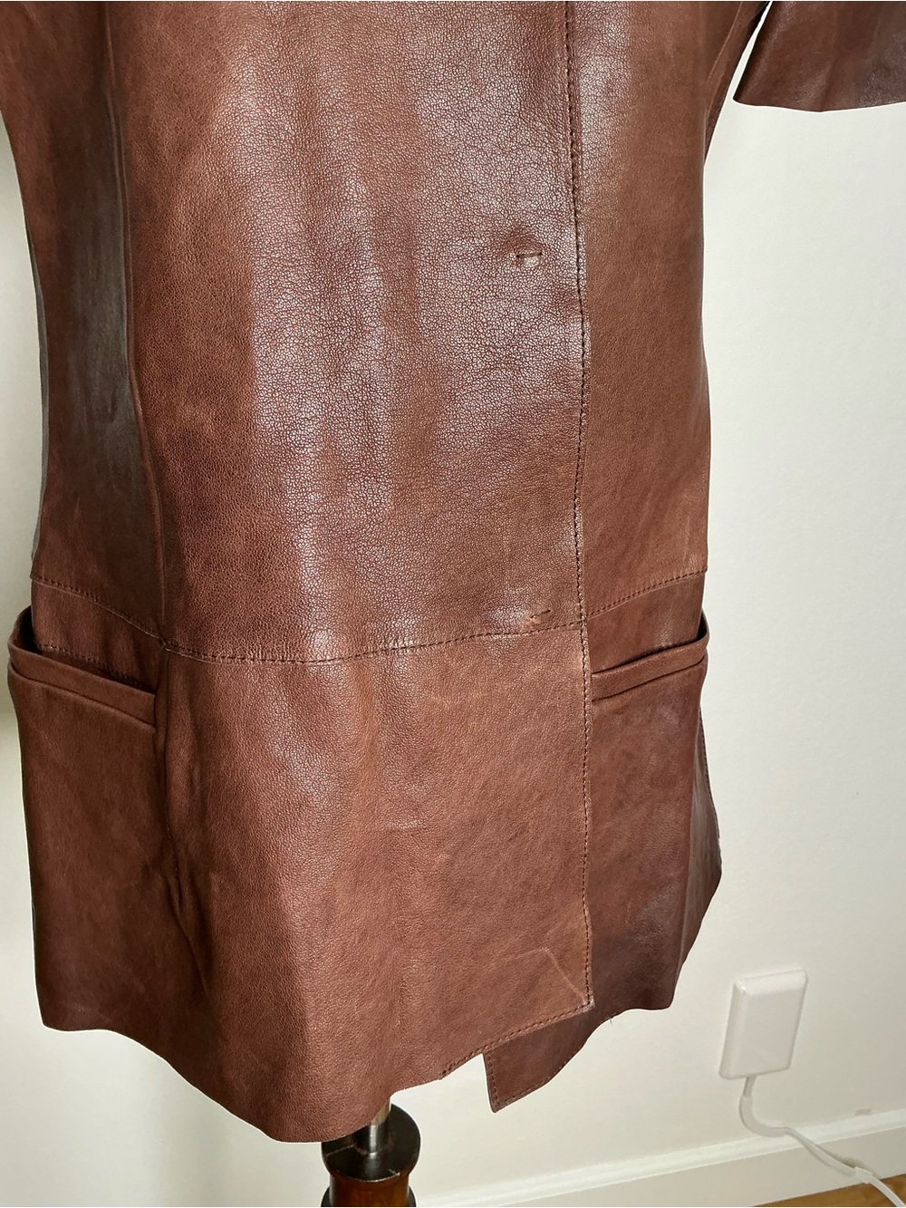 MARNI Brown Lamb Leather Short-Sleeve Jacket Asymmetrical Snap Buttons Size 38 - Picture 5 of 15